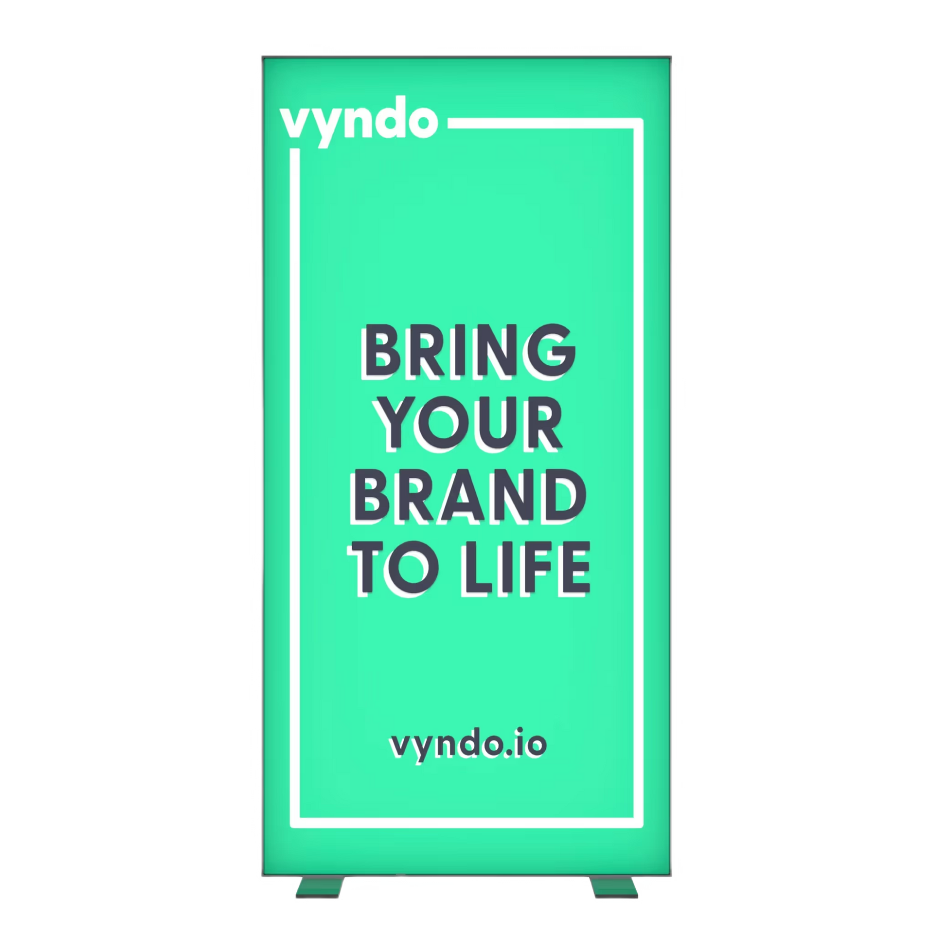 A green sign with the inscription "Bring your brand to life".