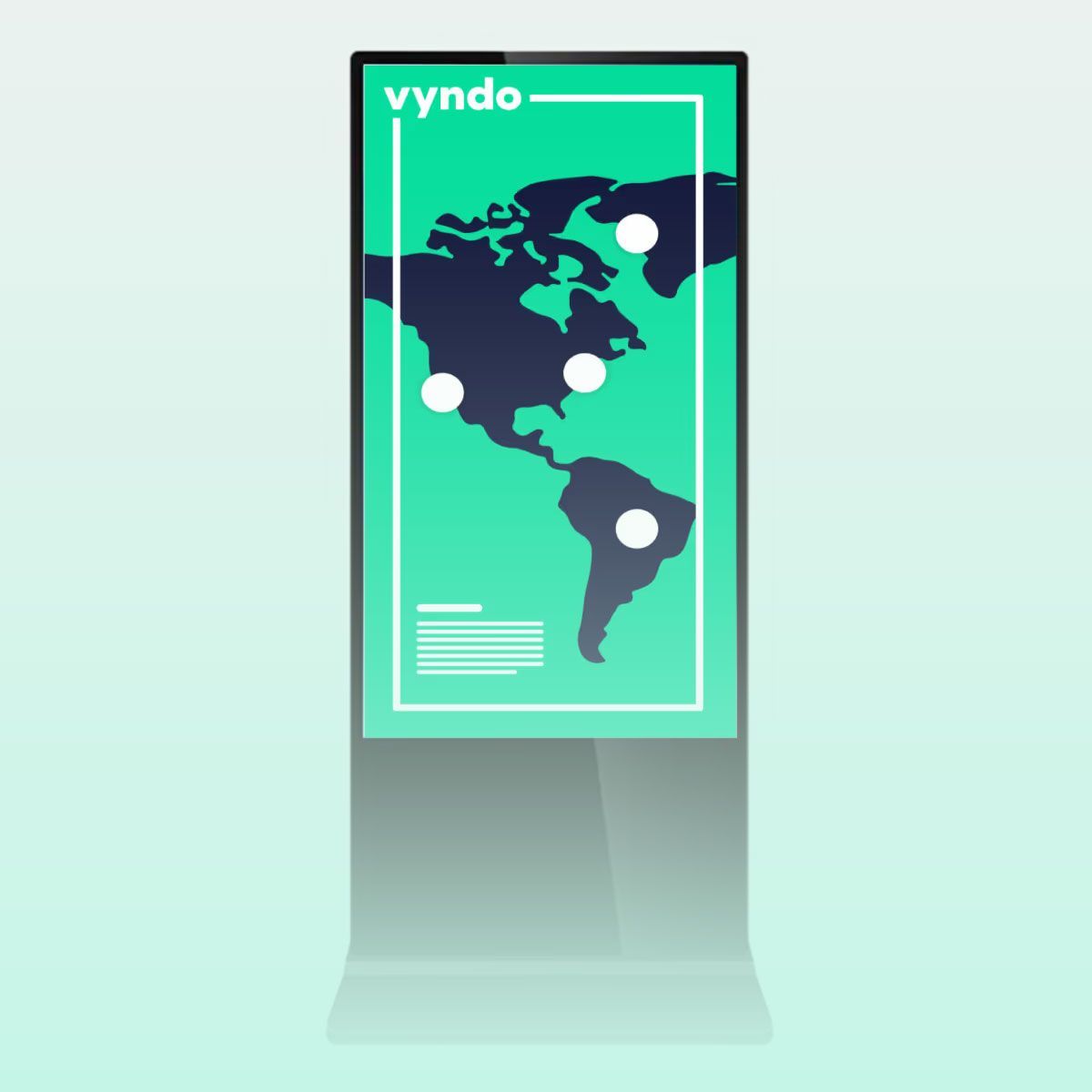 A large screen with a world map on it
