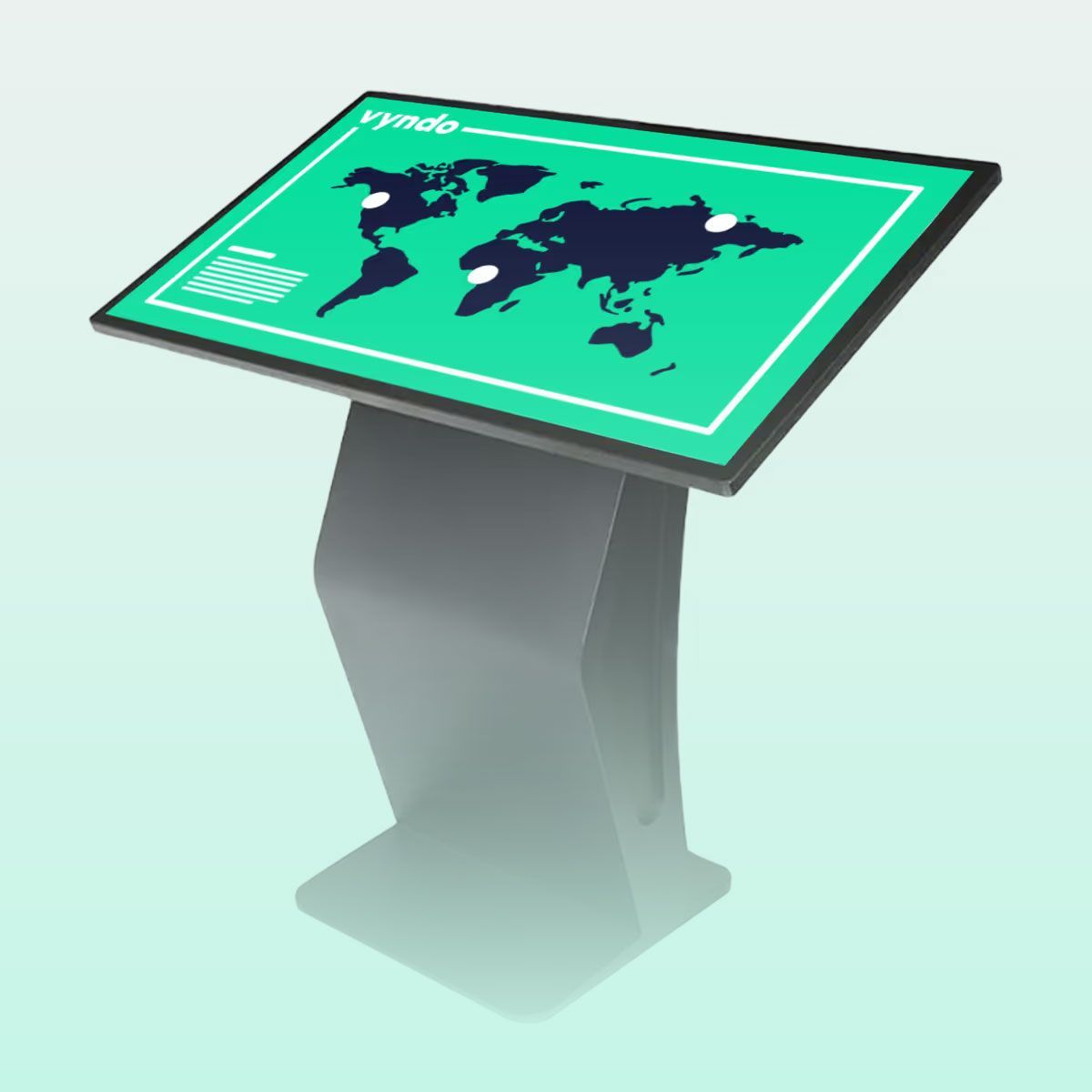 A display with a world map on it