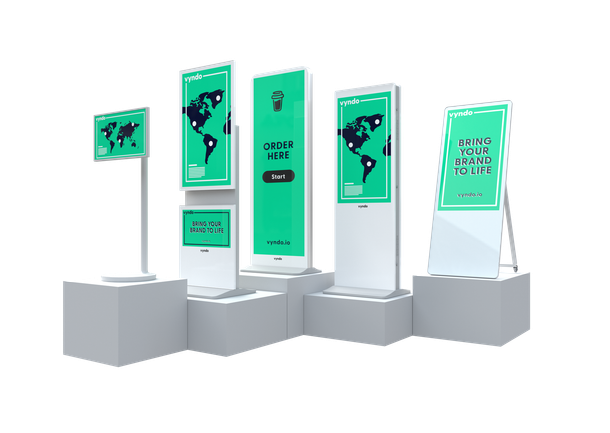 A group of kiosks standing on top of each other on a white background.