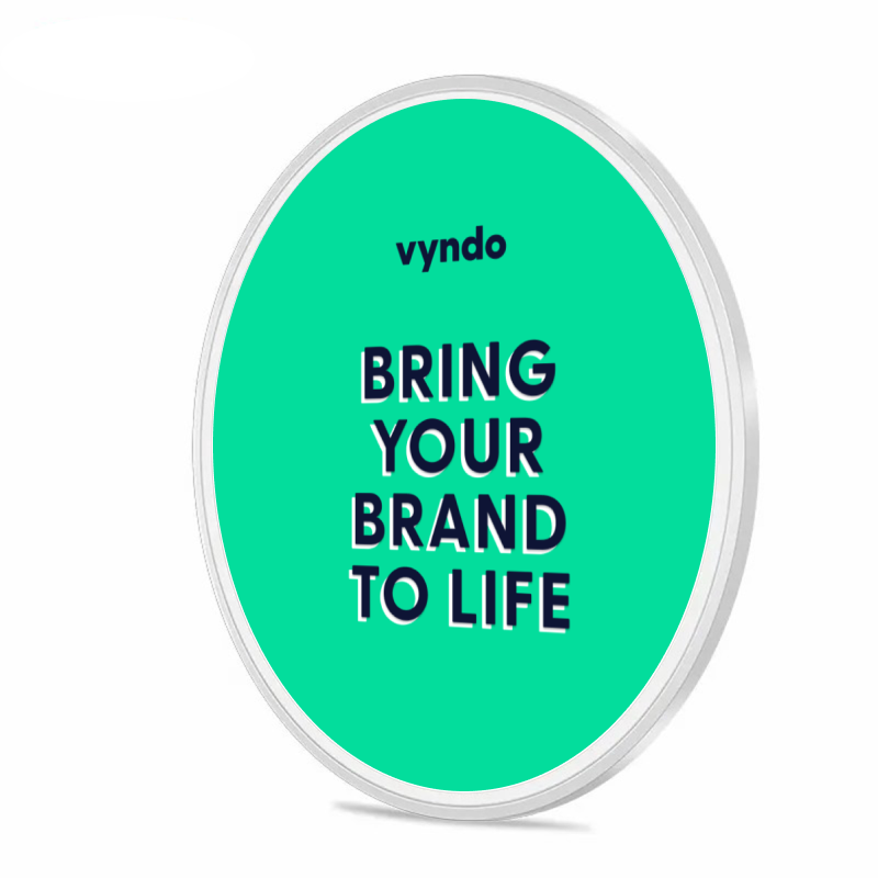 A green circle with the words "Bring your brand to life" on it