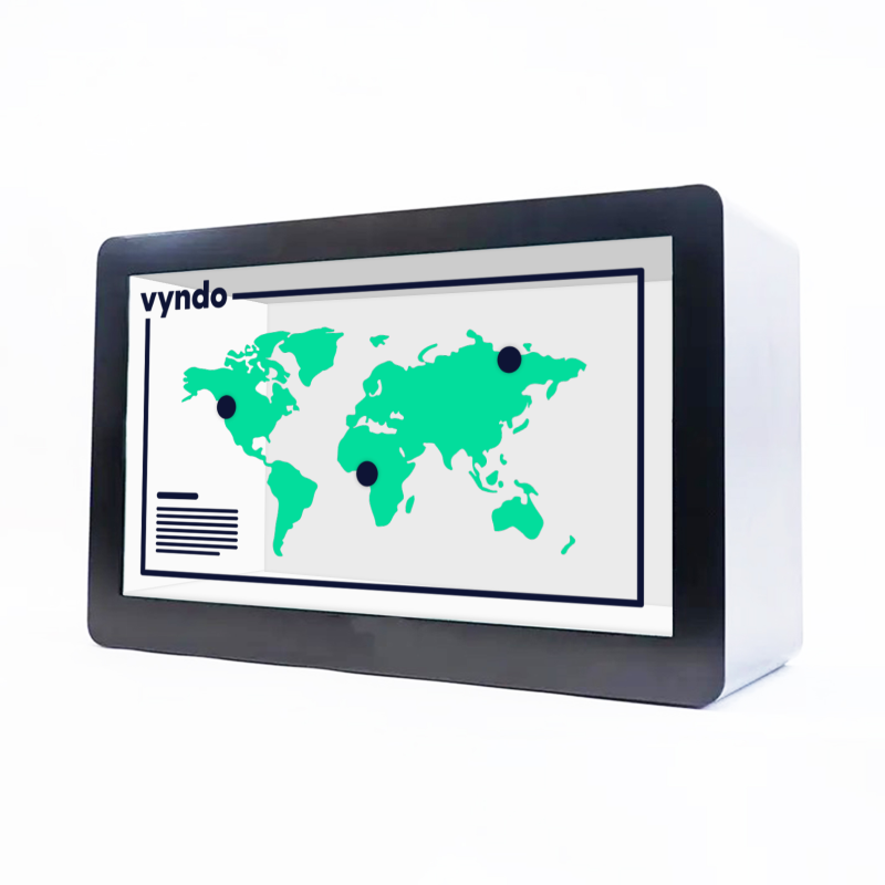A Vyndo safe with a world map on it