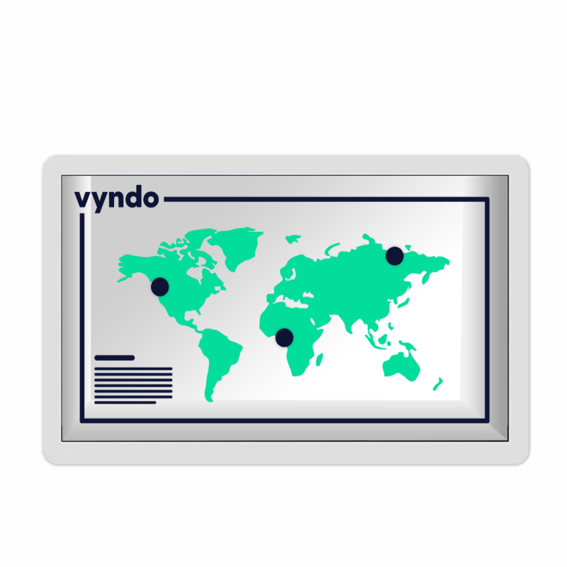 A Vyndo safe with a world map on it