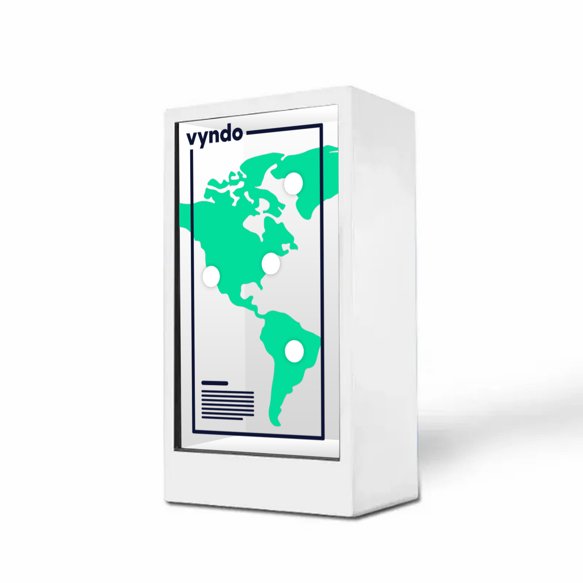 A white box with a world map on it.