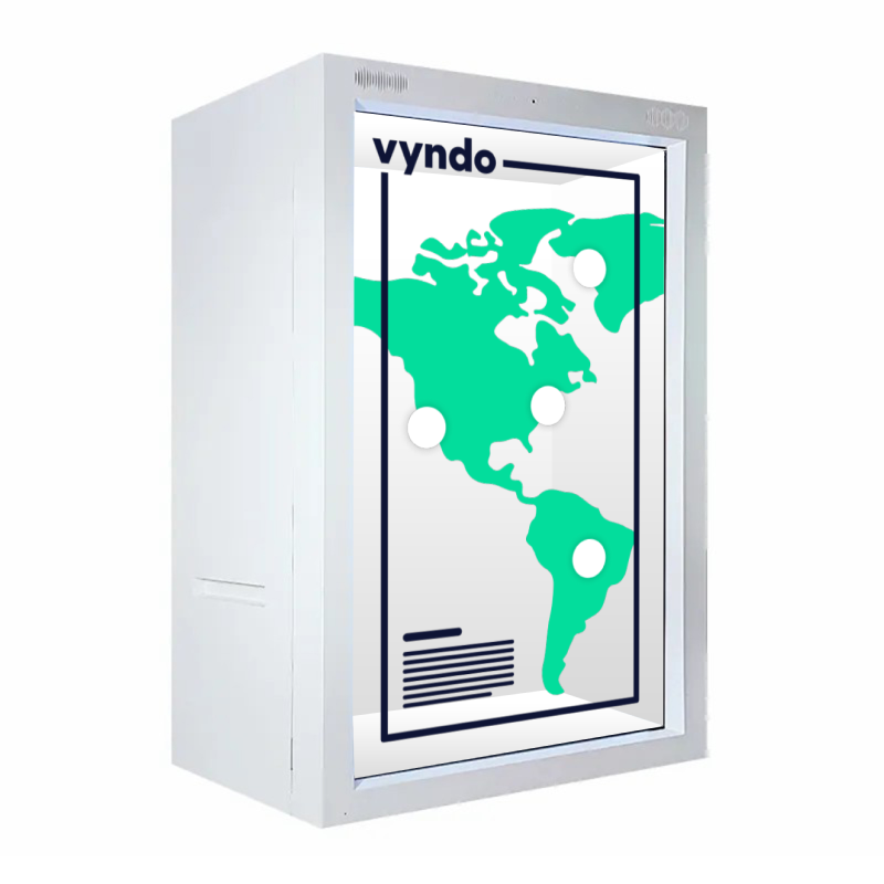 A white box with a world map on it.