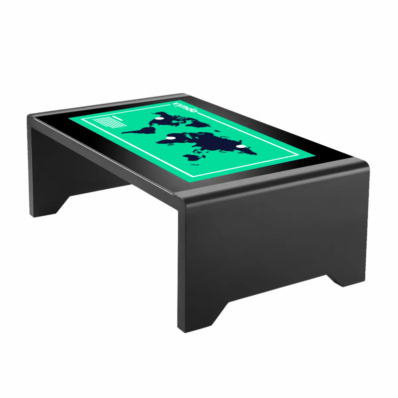 A coffee table with a world map on it.