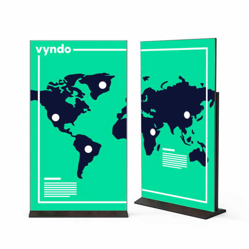 Two posters with a world map on them.