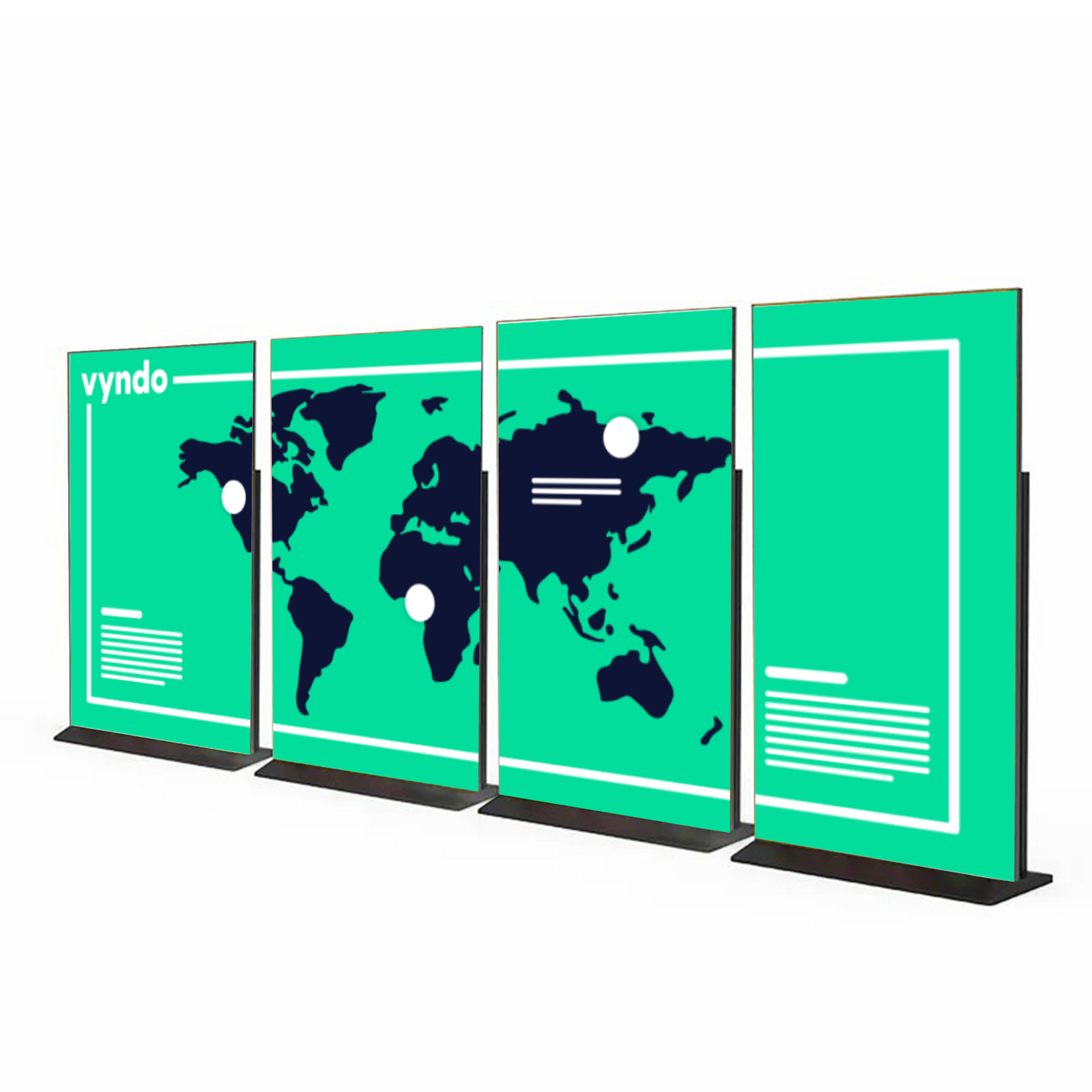 Two posters with a world map on them.