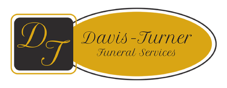 Logo for Davis-Turner Funeral Services, with a black and gold color scheme.