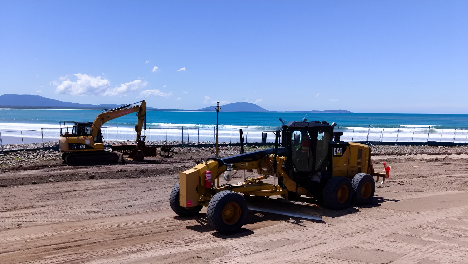 Construction Equipment on a Beach — Jim Anderson Earthmoving Pty Ltd In Coopernook, NSW