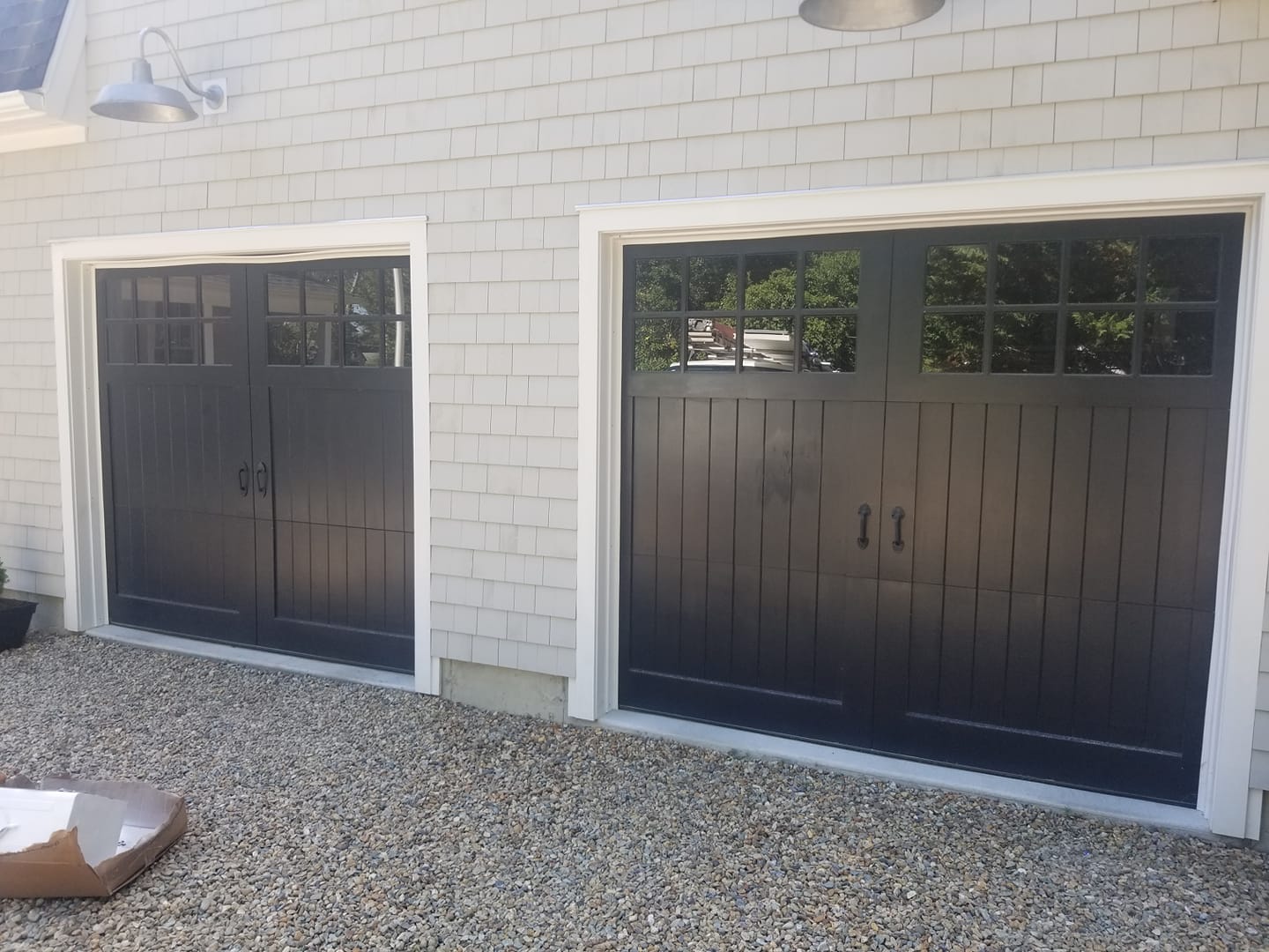 Side View Black Garage Door — Westport, MA — D & D Overhead Garage Doors