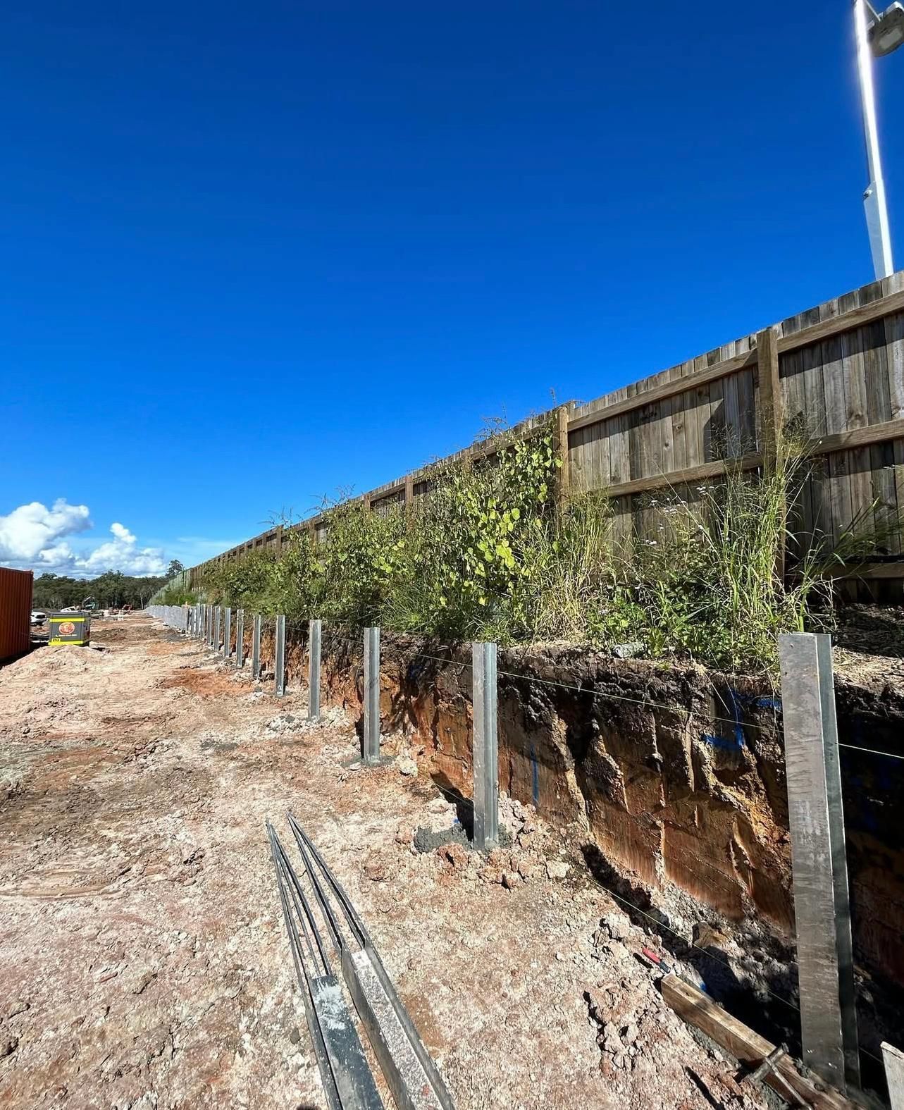 Construction Site With Concrete Posts — Chief Structural Landscaping In Glenvale, QLD