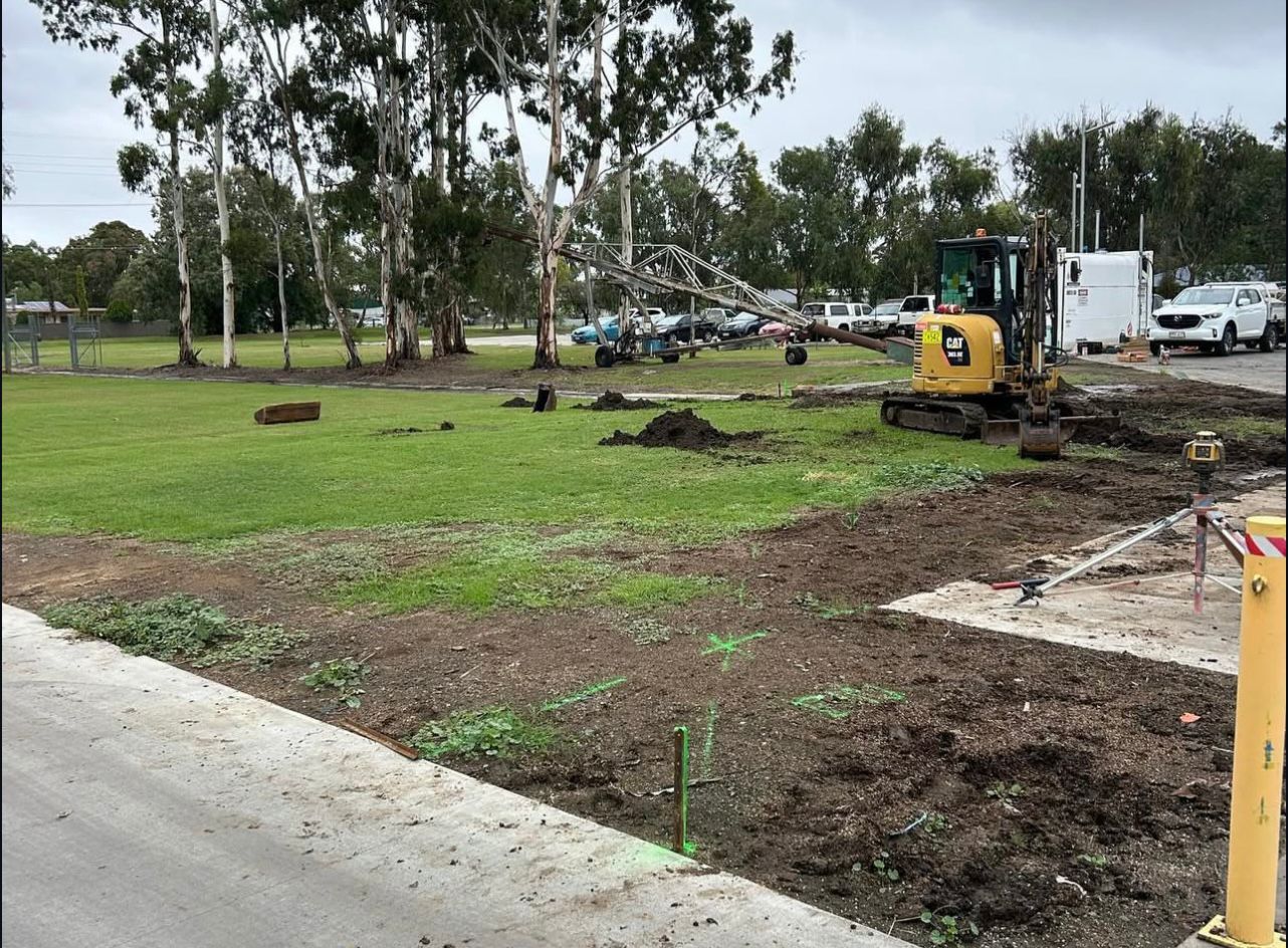 Construction Site With a Small Excavator — Chief Structural Landscaping In Glenvale, QLD