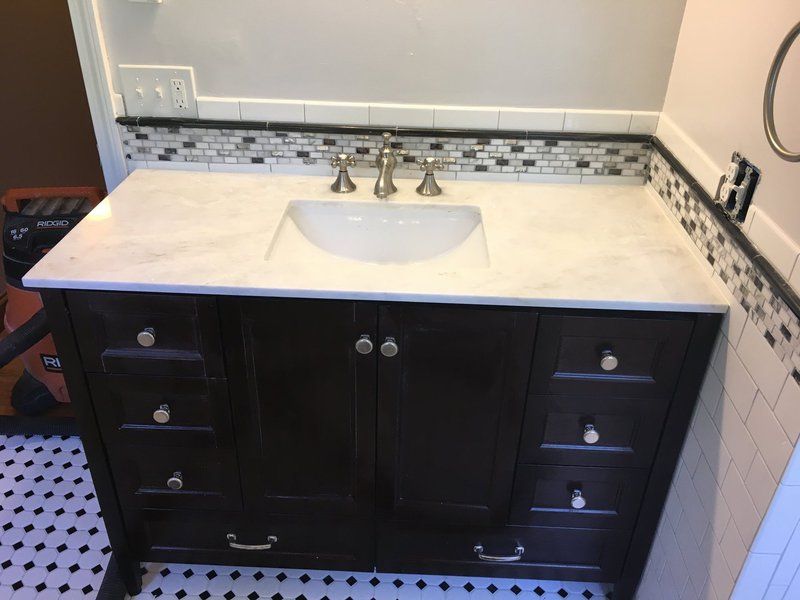 Photo of new bathroom vanity installation