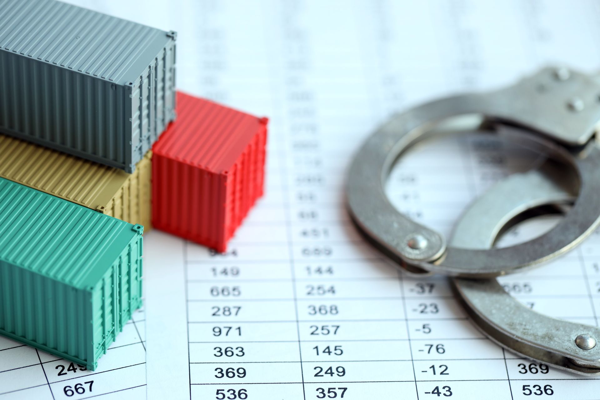 Contenedores junto a cifras, representando multas aduanales.