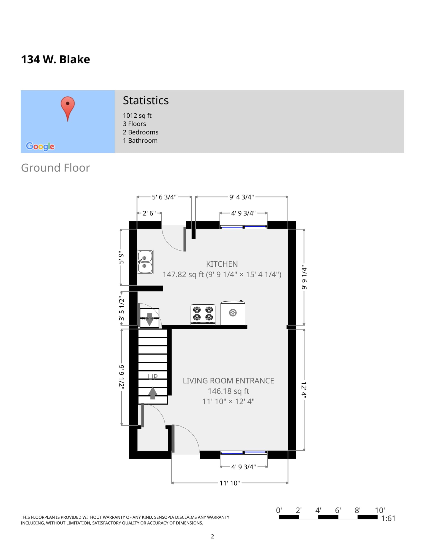 134 W. Blake Ave.-  Floor Plan - 1st floor