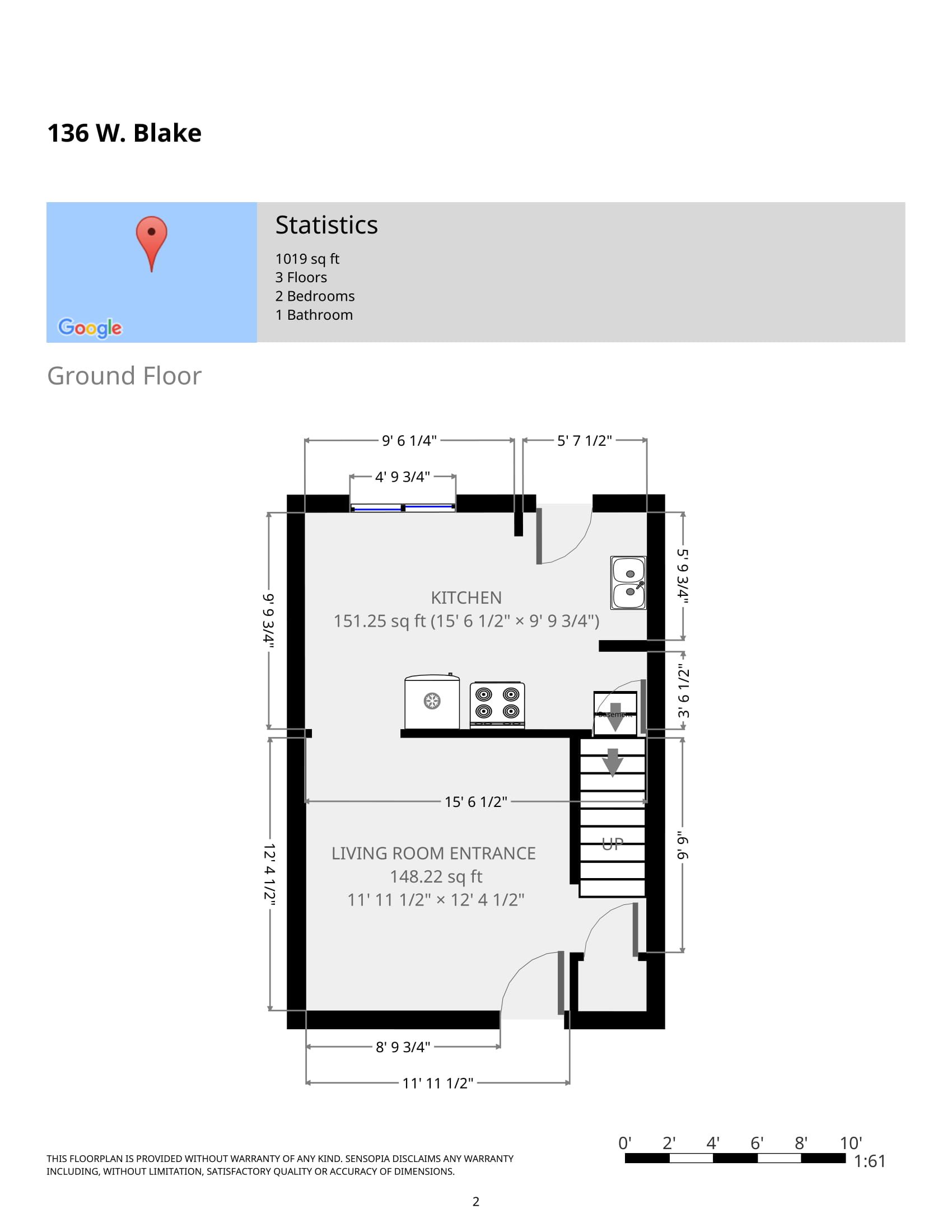 136 W. Blake Ave. Floorplan 1st floor