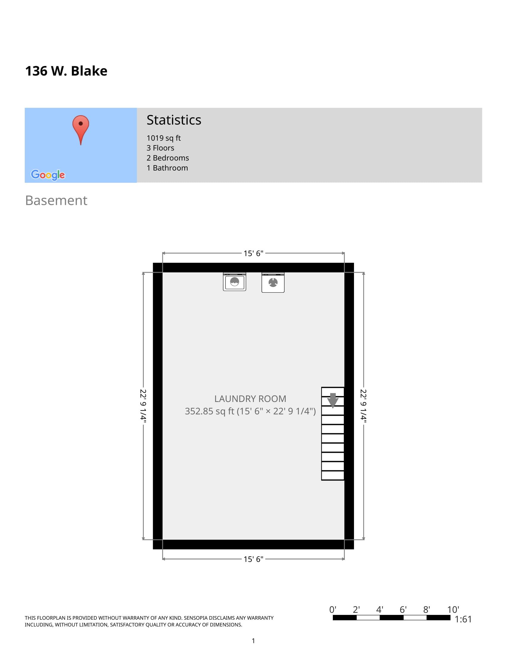 136 W. Blake Ave. Basement Floorplan