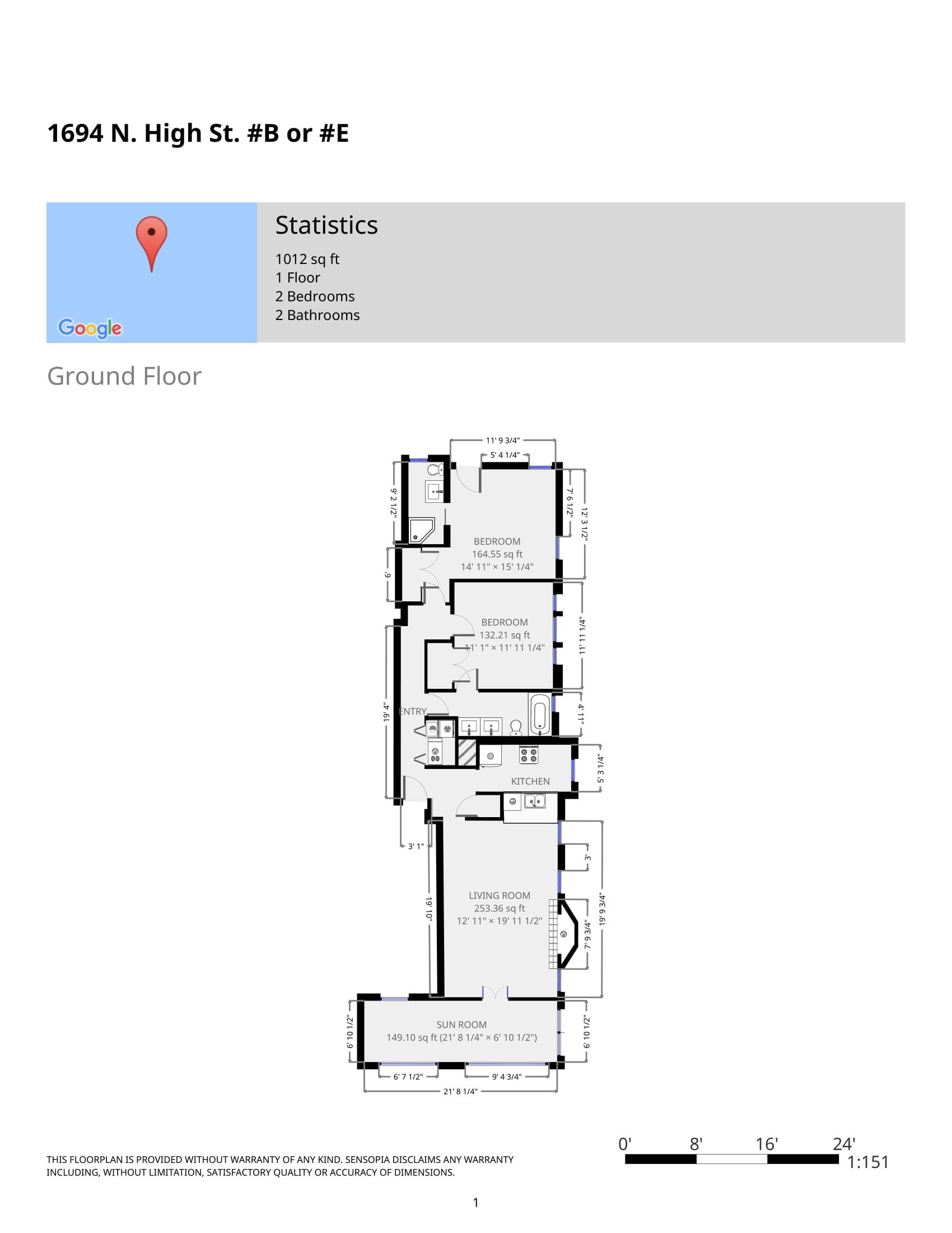 1694 N. High St. Apt. B - Floor Plan