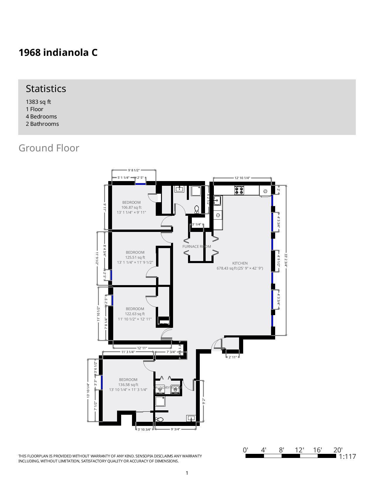 1968 Indianola Ave. Apt. C & Apt. D - Floor Plan