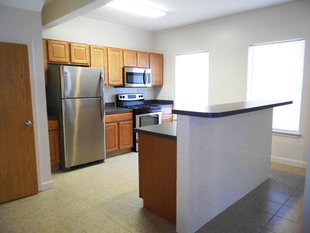 living room with kitchen