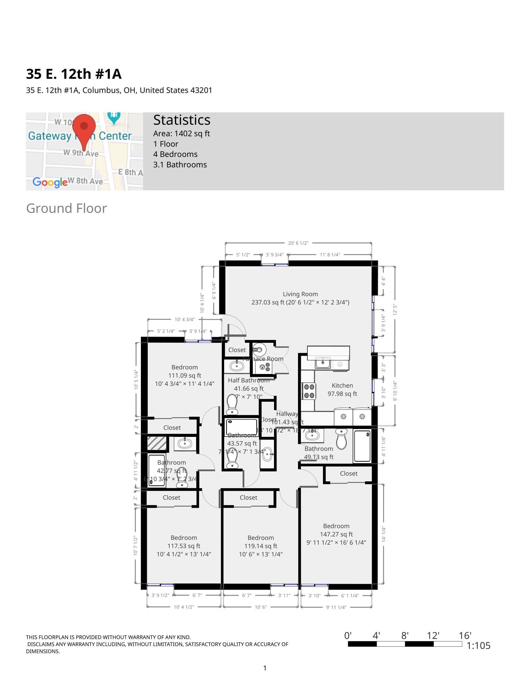 35 E. 12th Ave Apt. 1A floorplan