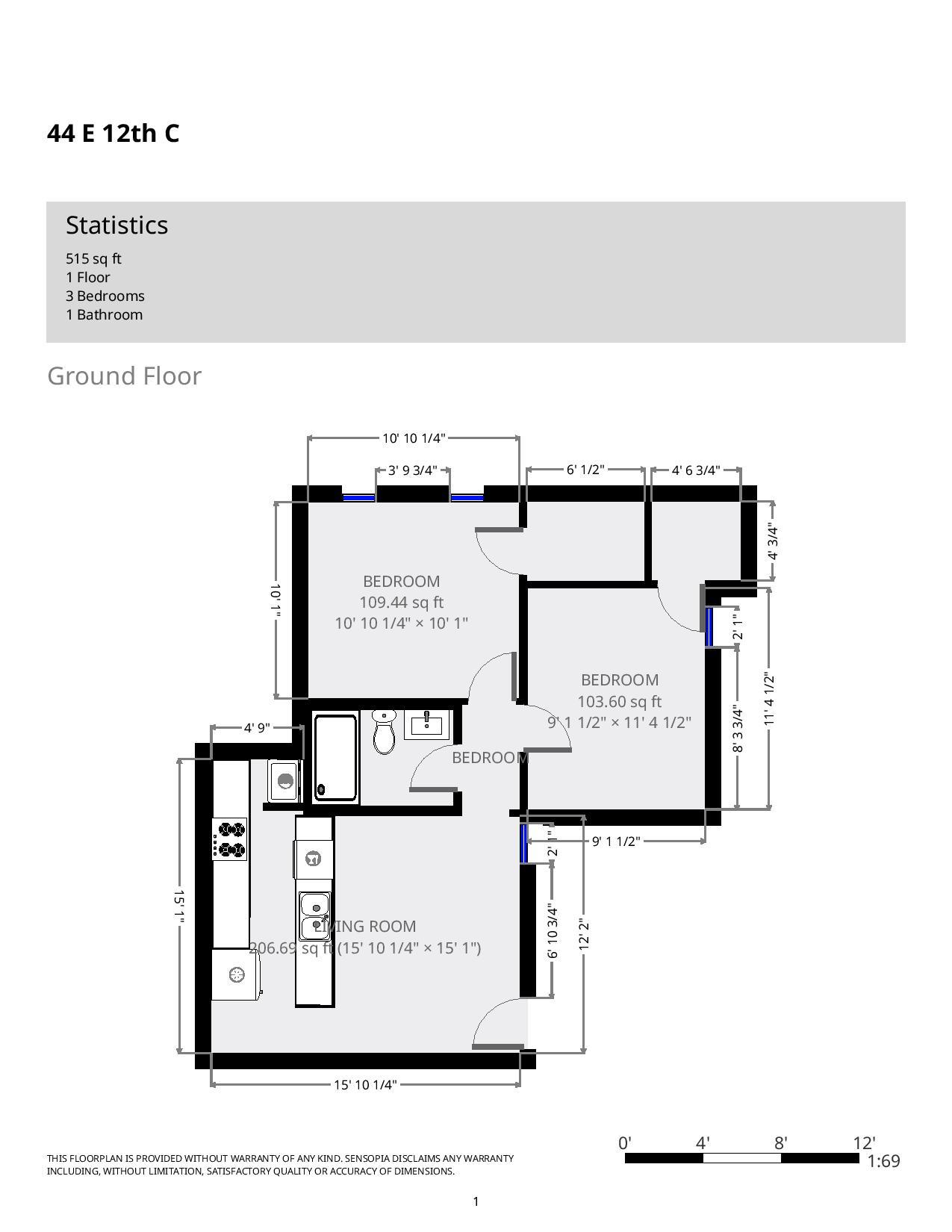 44 E. 12th Ave. Apt. C - Floorplan