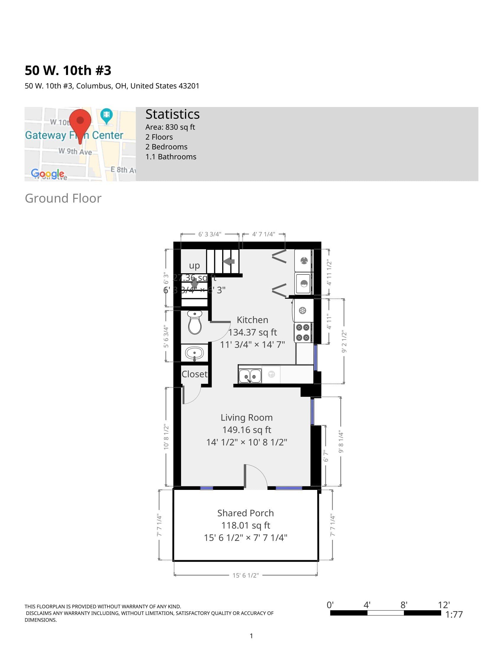 50 W. 10 Ave - Floor plan Apt 03