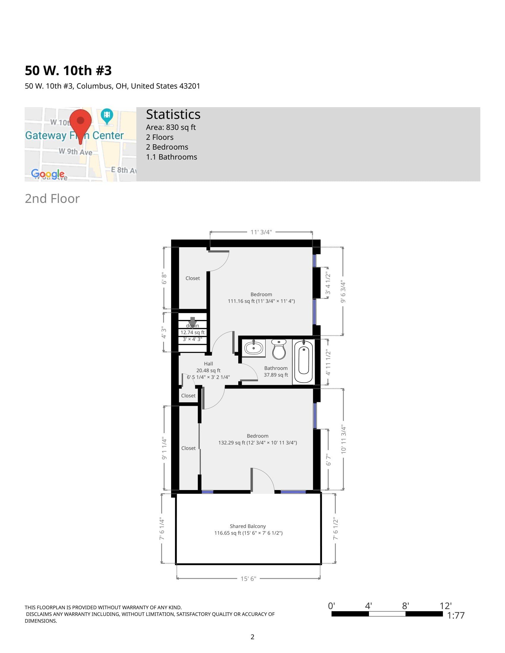 50 W. 10 Ave - Floor plan Apt 02