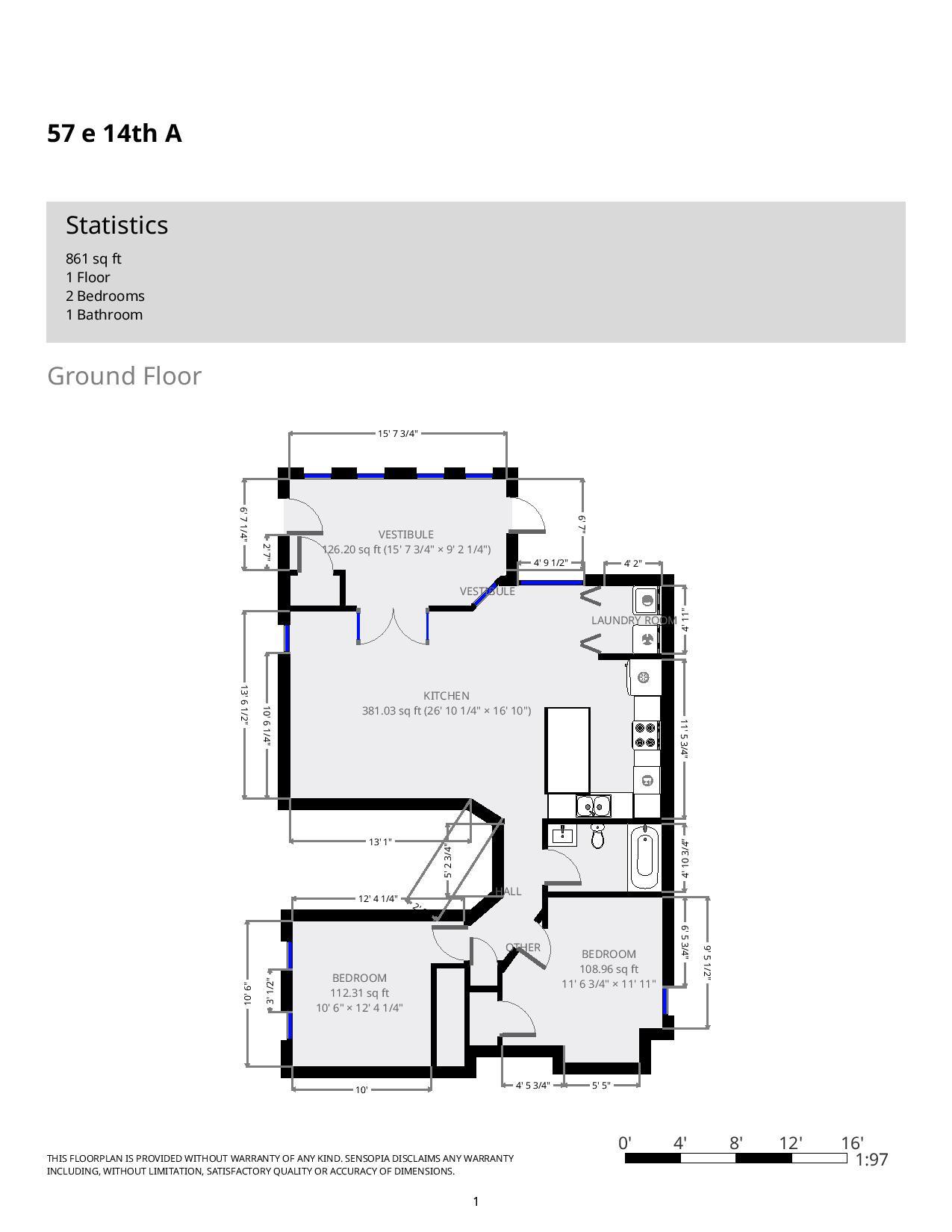 57 E. 14th Ave. Apt. A -  Floor Plan