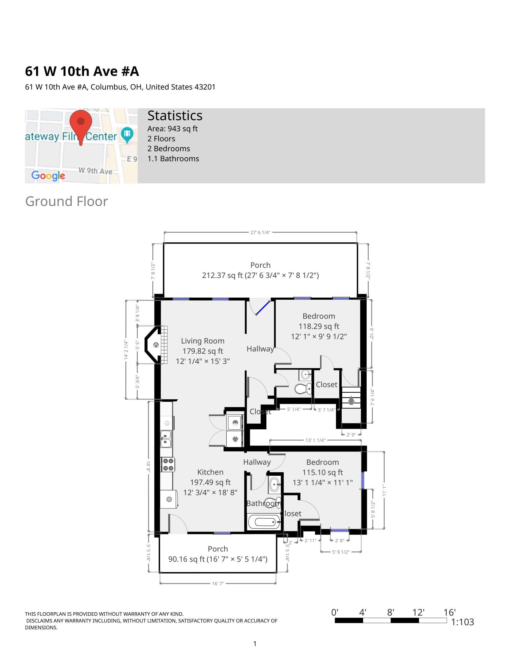61 W. 10th Ave. Apt. A - Floor Plan