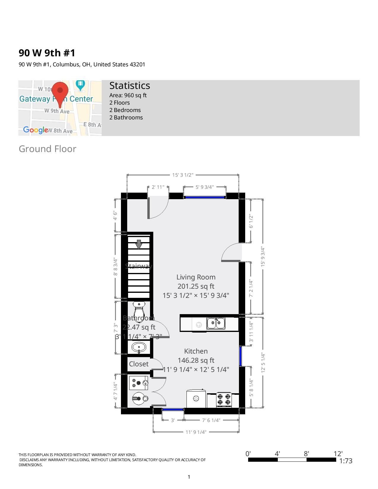 90 W. 9th Ave. Apt. 1 - Floor plan 01