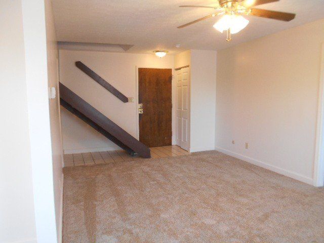 living room with staircase