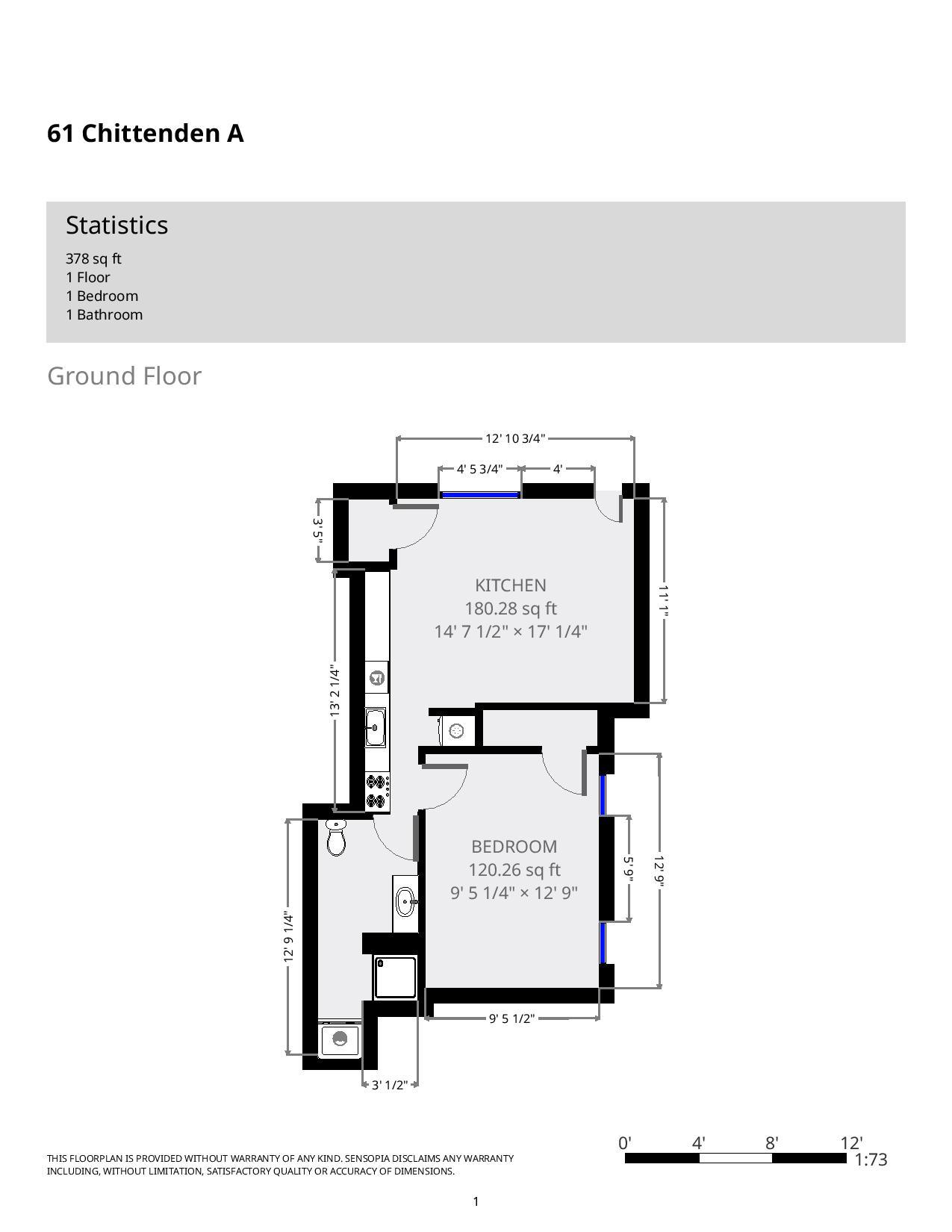 61 Chittenden Ave. Apt. A floor plan 1