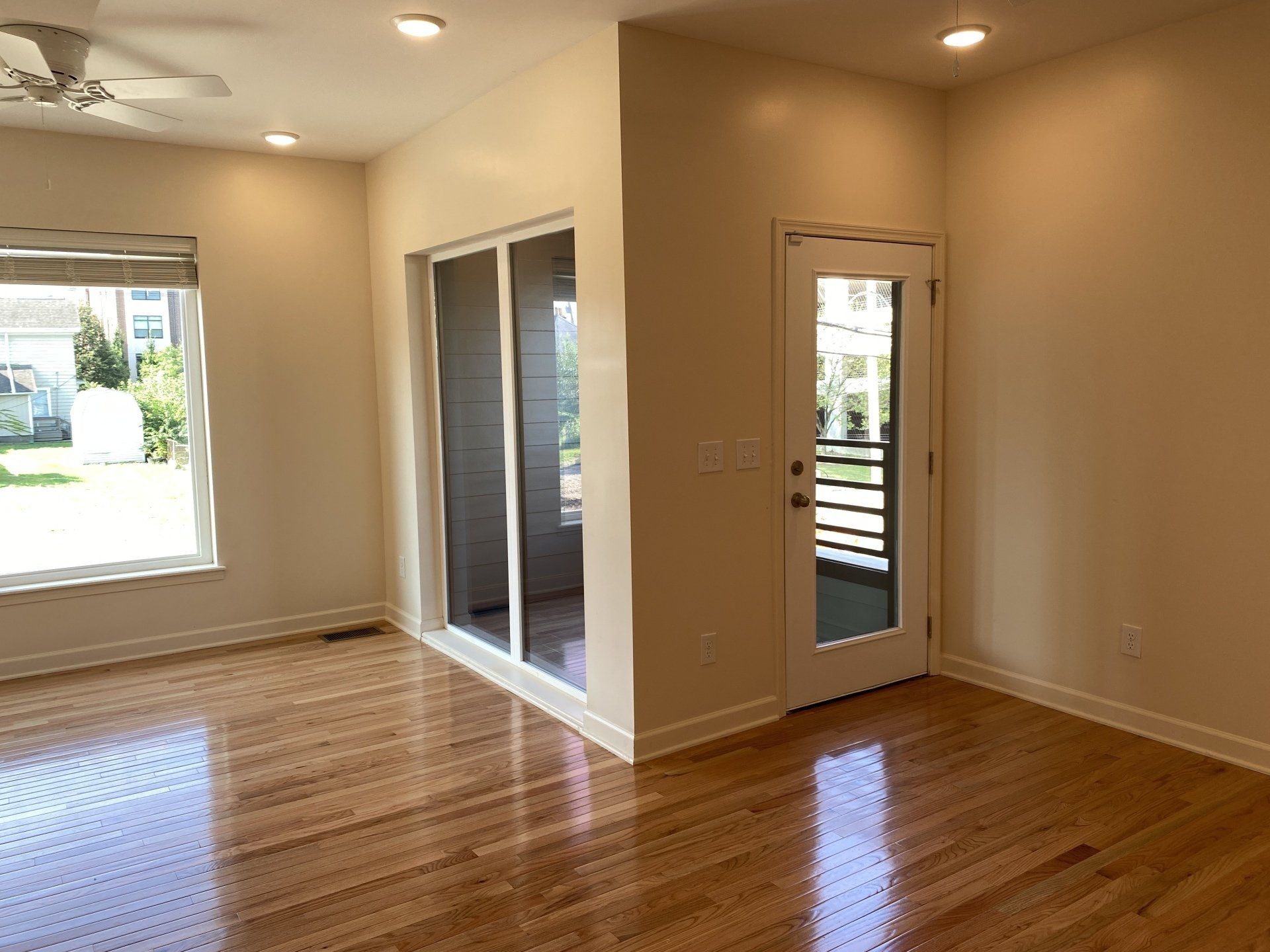 living space with hardwood floors