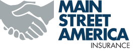 Logo of Main Street America Insurance featuring a handshake graphic and company name.