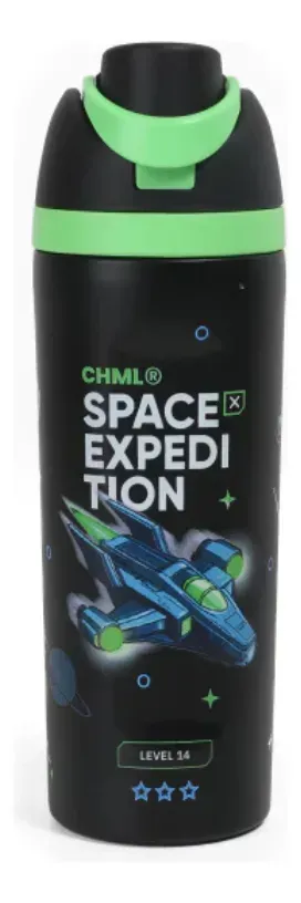 Botella Infantil Termica Escolar Chimola Arcade Spaceship Black