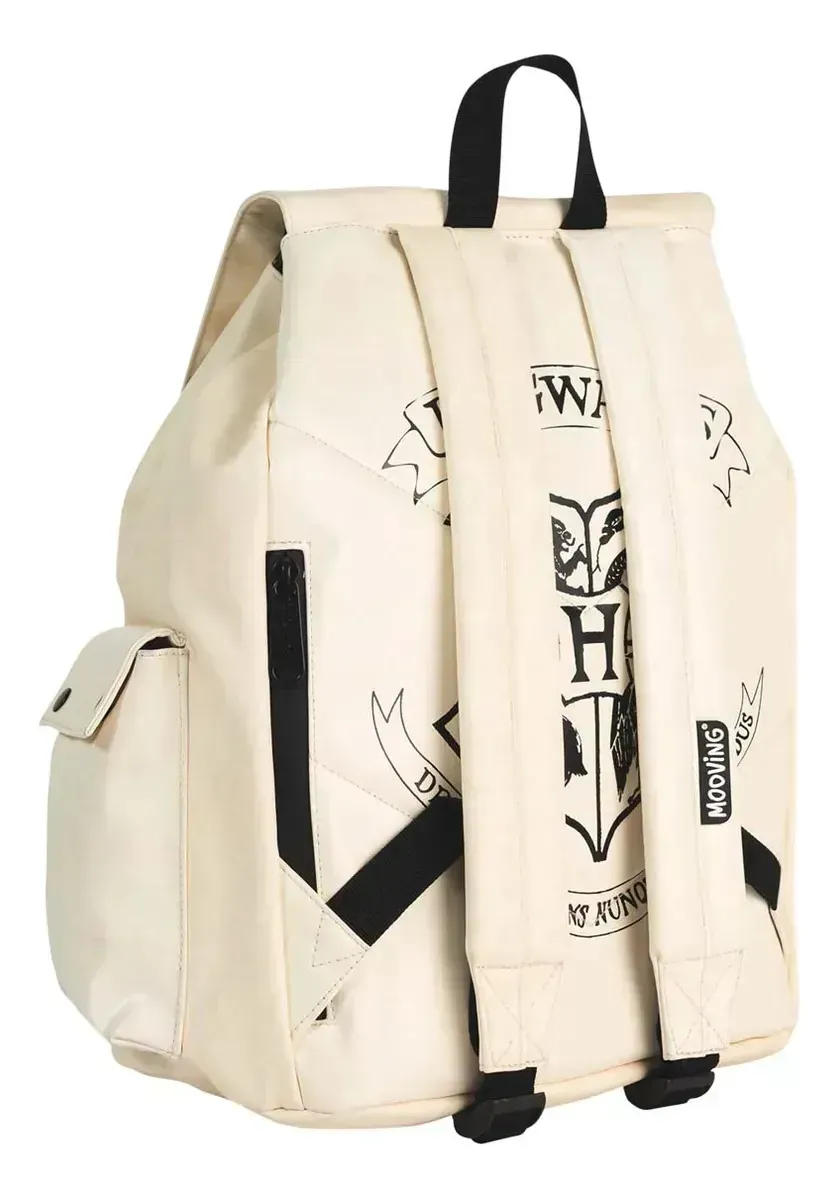 Mochila Escolar Mooving Harry Potter Letter 16 Beige 23L Compartimento Notebook