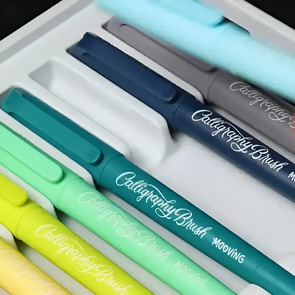 Marcador Mooving Caligrafico Doble Punta X 12 Colores