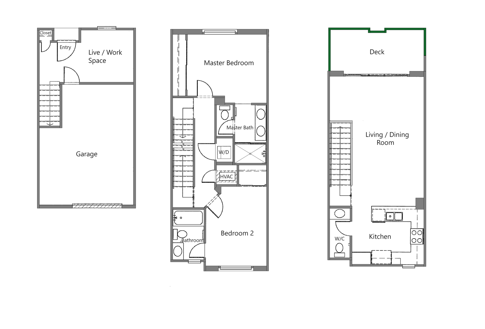 2 Bed, 2.5 Bath floor plan - unit 101