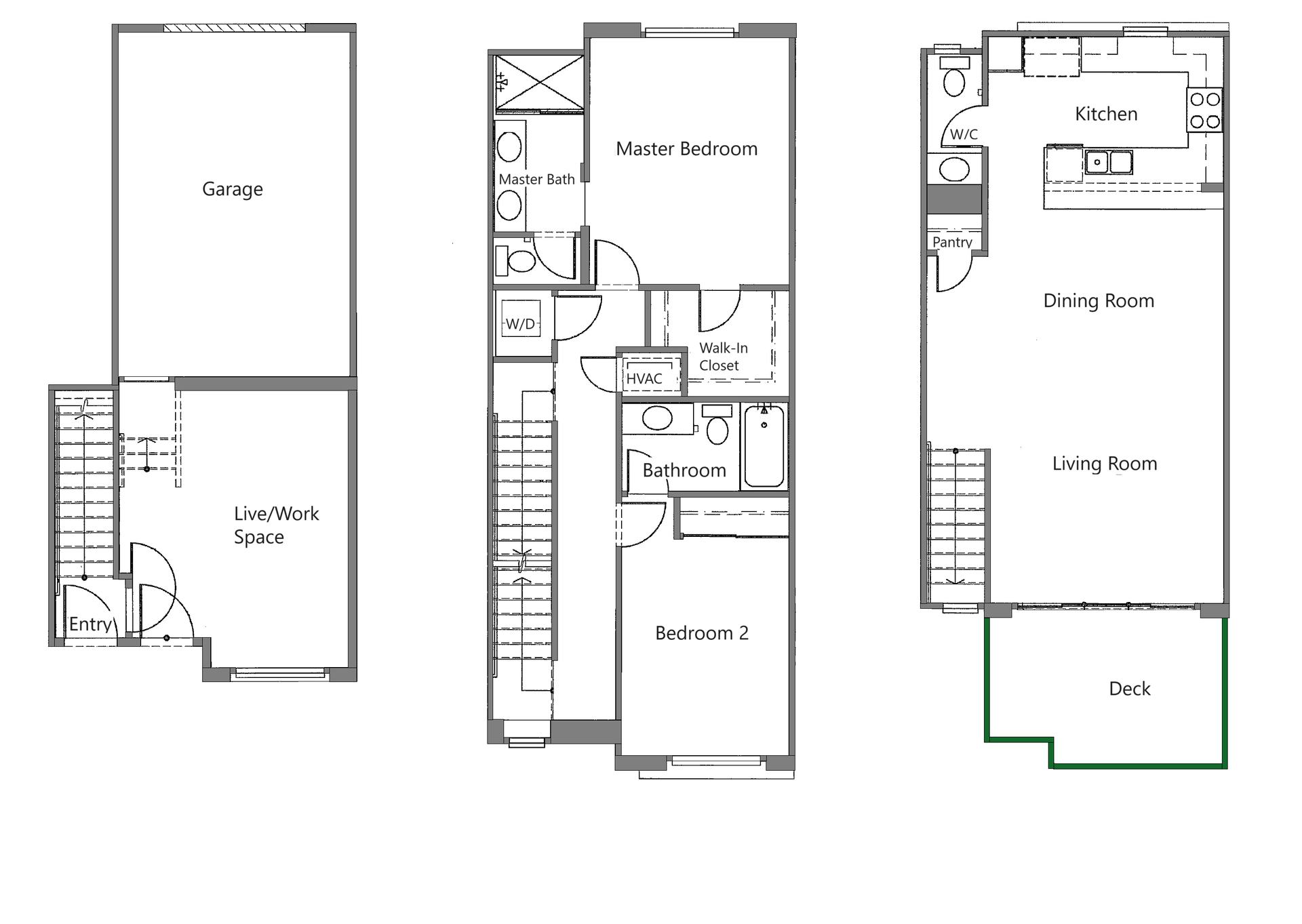 2 Bed, 2.5 Bath floor plan - unit 102