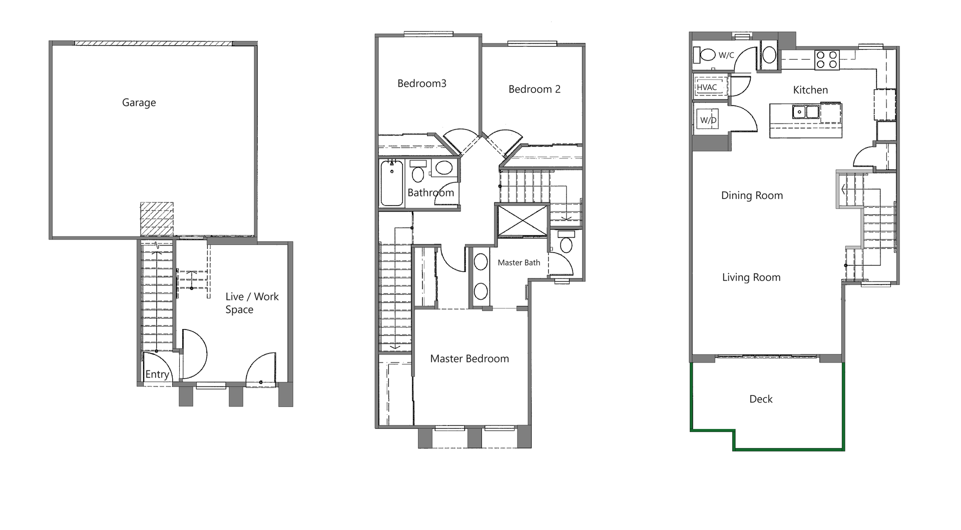 3 Bed, 2.5 Bath floor plan - unit 103