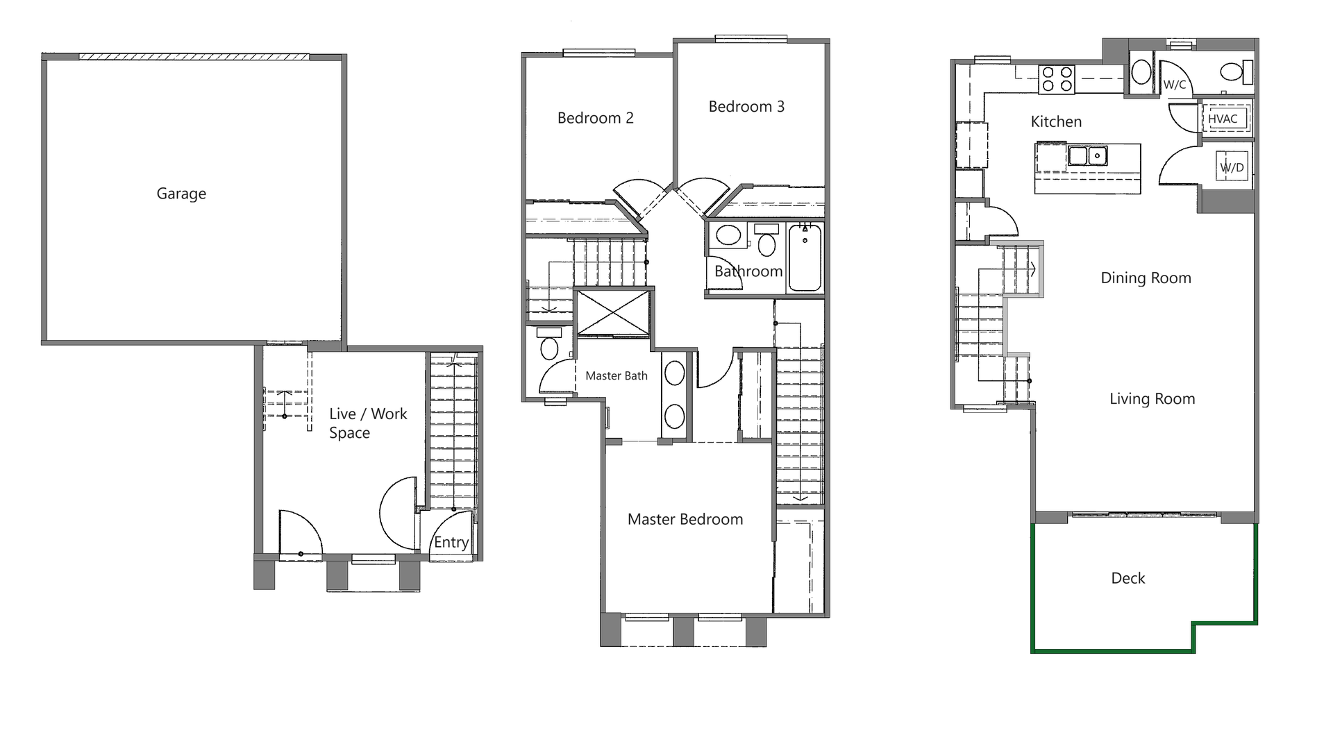 3 Bed, 2.5 Bath floor plan - unit 104