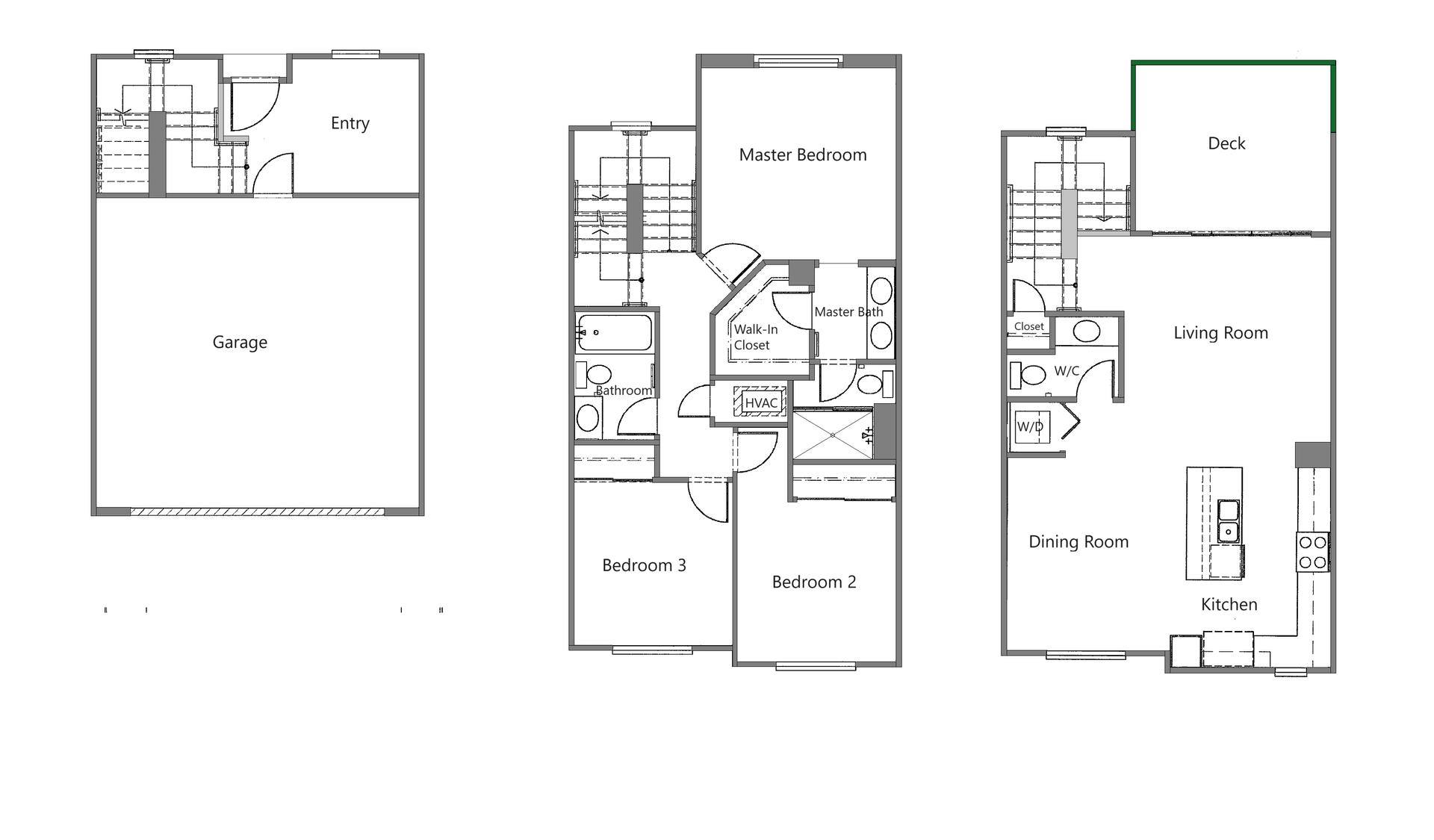 3 Bed, 2.5 Bath floor plan - unit 105