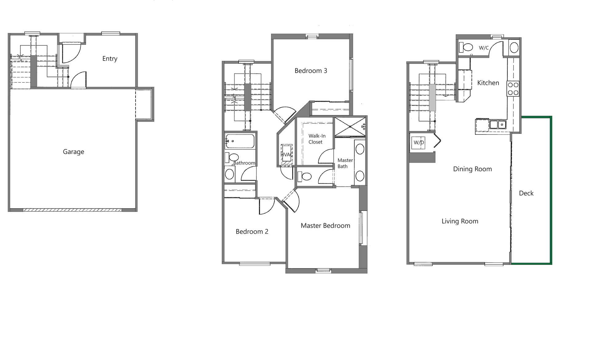 3 Bed, 2.5 Bath floor plan - unit 106