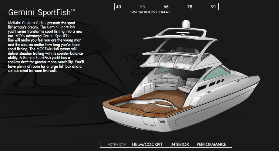 A model of a boat called the gemini sportfish
