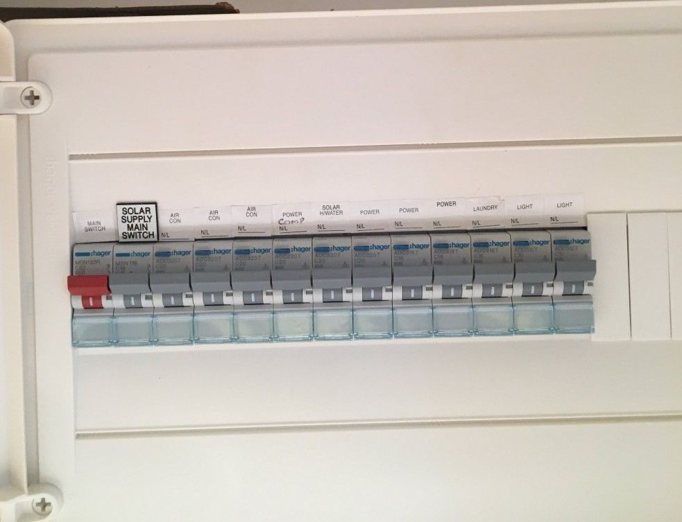 A White Box With a Bunch of Electrical Switches on It — Himec Electrical In Withcott, QLD