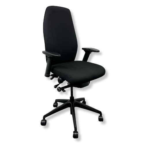 White office desk with three-drawer cabinet and two cable ports.