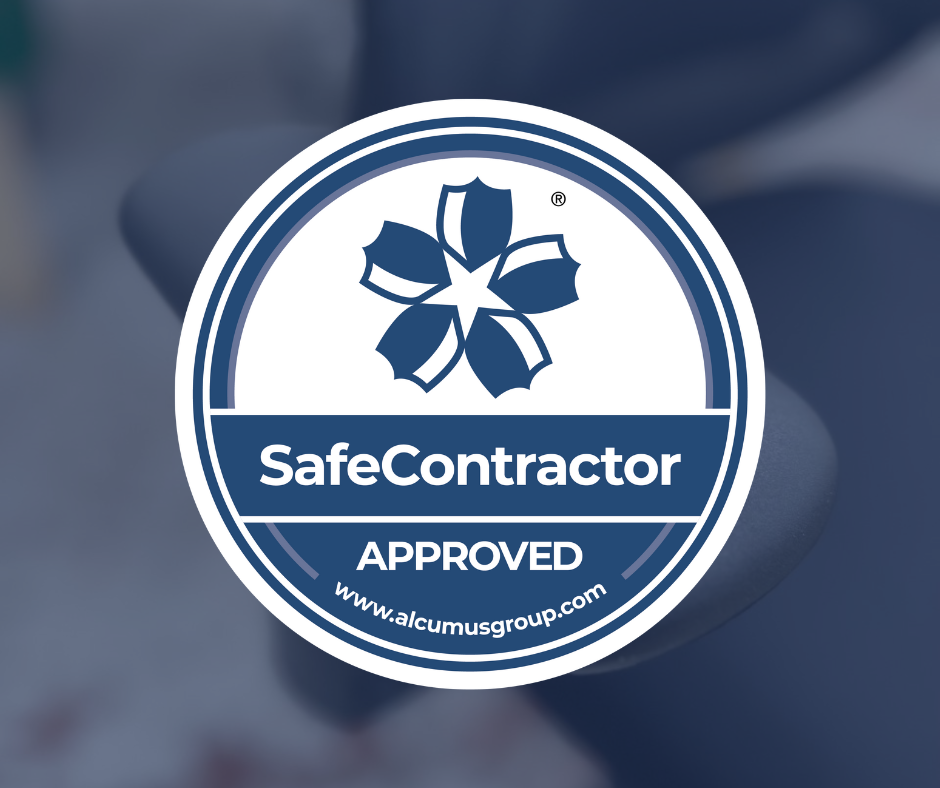 a logo of safecontractor approved for coggin sustainable office solutions