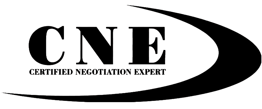 CNE logo: black letters and arc,